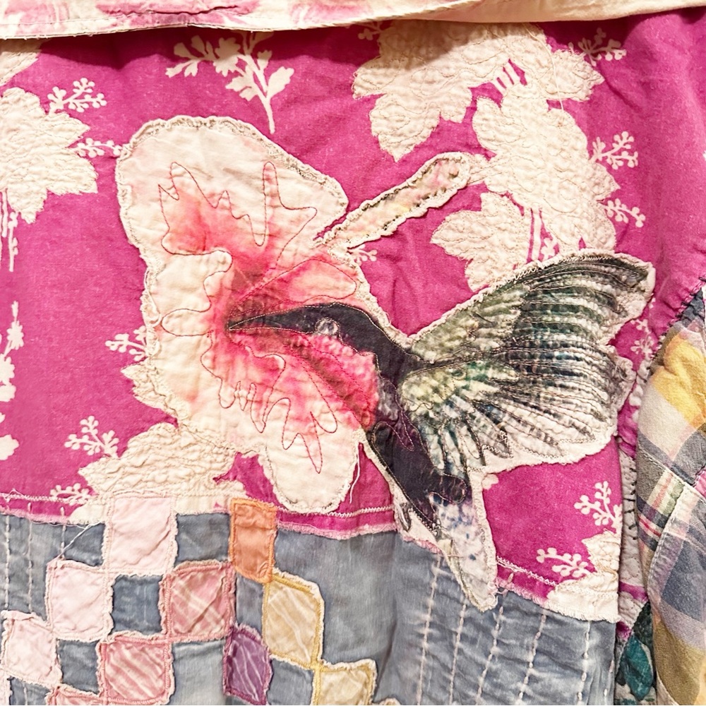 Magnolia Pearl Floral Patchwork Siyah Double Breasted Coat Jacket Abilene - Picture 10 of 14